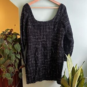 Elegant Black Tweed Dress